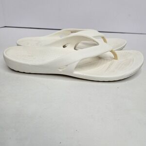 Crocs Iconic Comfort W8 Woman's White Flip Flops Heel To Toe 10.5"